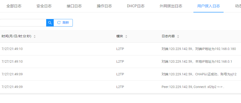 拨号接入日志